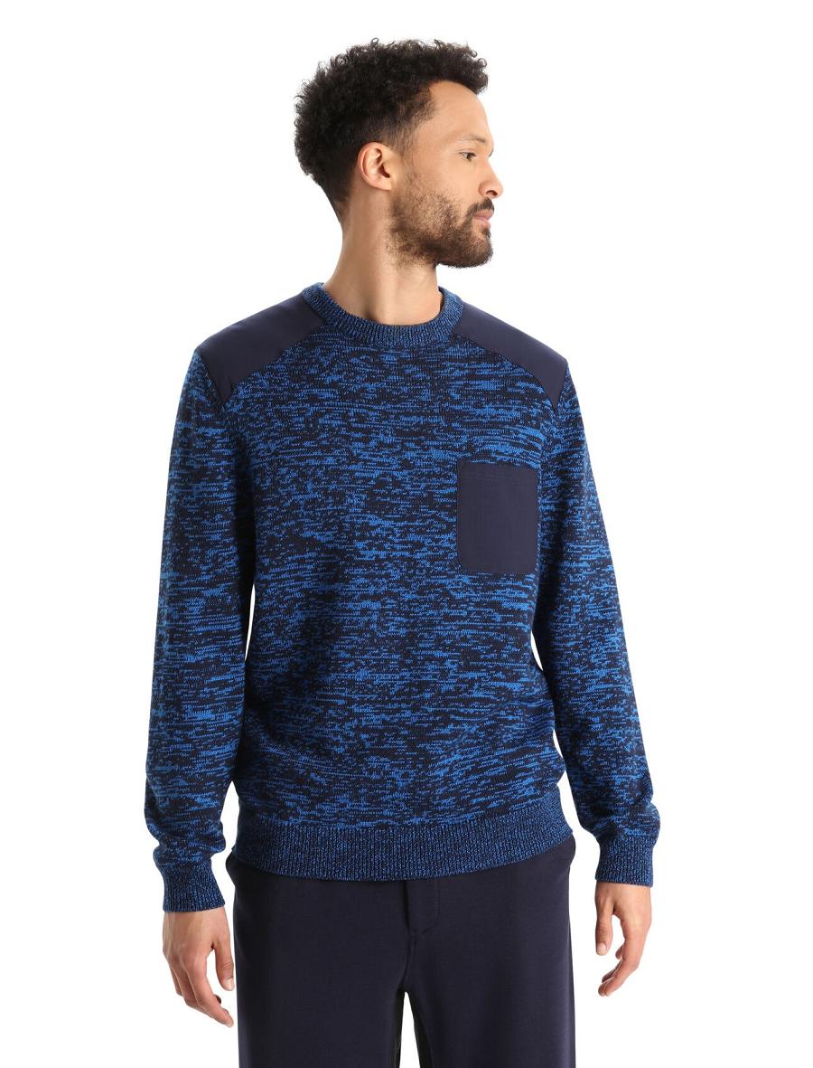 Men\'s Icebreaker Merino Barein Crewe Sweaters Midnight Navy / Lazurite | CA 1729EBCX